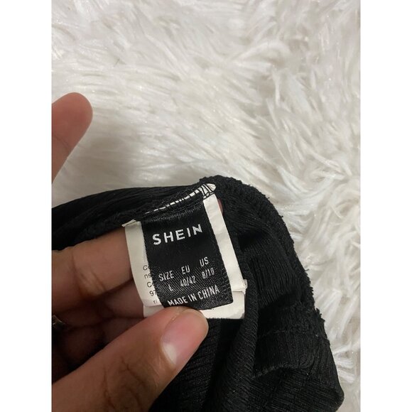 Shein Elegant Black Wrap Top Size L - Picture 5 of 7